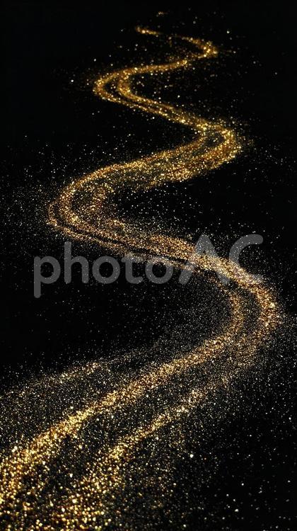 煌めく金色の粒子が描く曲線 キラキラ,輝き,ゴールドの写真素材