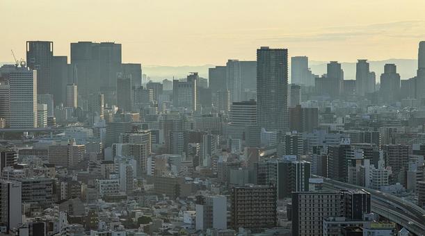 朝の都市ビル 朝の都市ビルの写真
