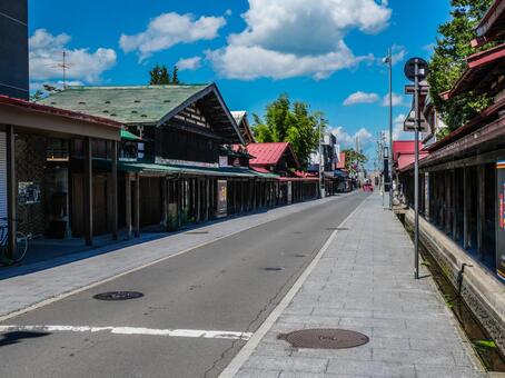 【青森県】黒石市・中町こみせ通り 黒石市,中町こみせ通り,こみせ通りの写真素材