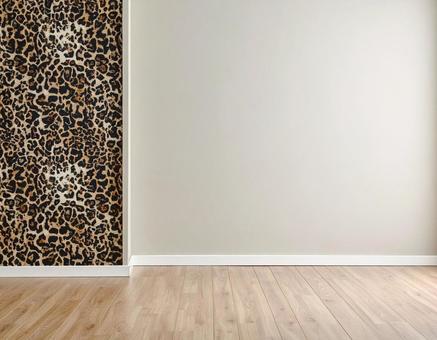 アニマル柄の壁紙　モダンな部屋の写真