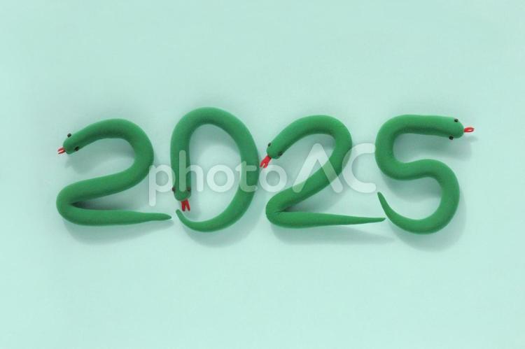 2025年　蛇文字26　薄緑 2025年,2025,令和7年の写真素材