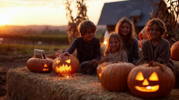 ハロウィンを楽しむ子供たちの写真