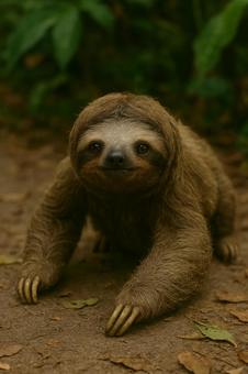 地面を歩くナマケモノ 地面を歩くナマケモノの写真