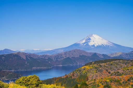 富士山と芦ノ湖 富士山,芦ノ湖,箱根の写真素材