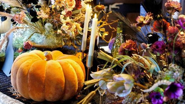 ハロウィン-265 ハロウィン,フラワーアレンジメント,かぼちゃの写真素材