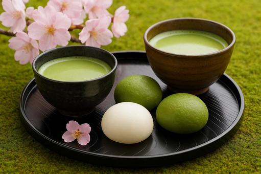 抹茶と桜まんじゅうの春茶会 抹茶と桜まんじゅうの春茶会の写真