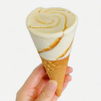 Caramel ice cream, cone, JPG