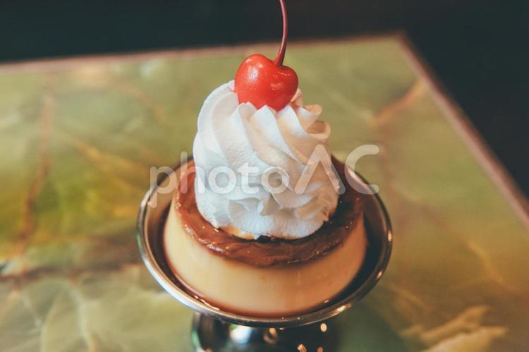 昭和の昔ながらのプリン プリン,レトロ,昔ながらのの写真素材
