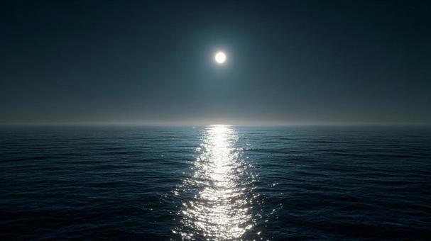 静寂な海に光の道を描く、美しい月の夜 静寂な海に光の道を描く、美しい月の夜の写真