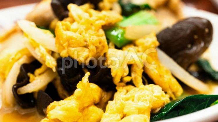 豚肉ときくらげとたまごの炒め物 ムーシーロー,豚肉ときくらげとたまごの炒め物,中華料理の写真素材