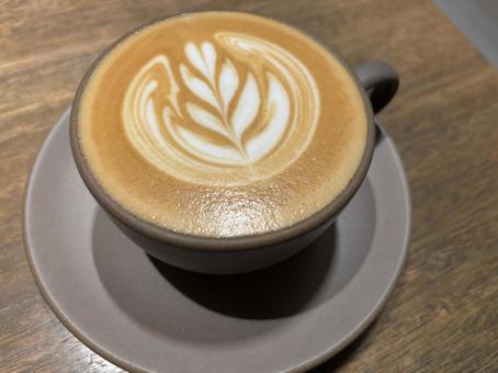カフェラテ_10月 カフェ,カフェラテ,ラテアートの写真素材