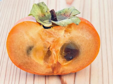 自然の柿　断面 柿,自然,カットの写真素材