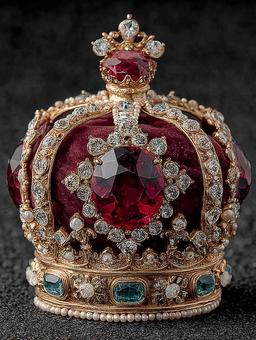 ルビーとダイヤモンドが輝く豪華な王冠 ルビーとダイヤモンドが輝く豪華な王冠の写真