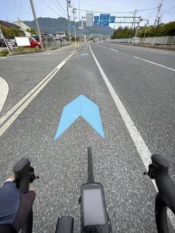 自転車ナビライン ナビライン,ナビマーク,自転車の写真素材