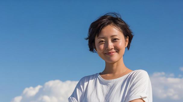 幸せそうな日本人女性の姿 幸せそうな日本人女性の姿の写真