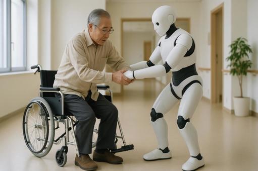 車椅子を補助するロボットの写真