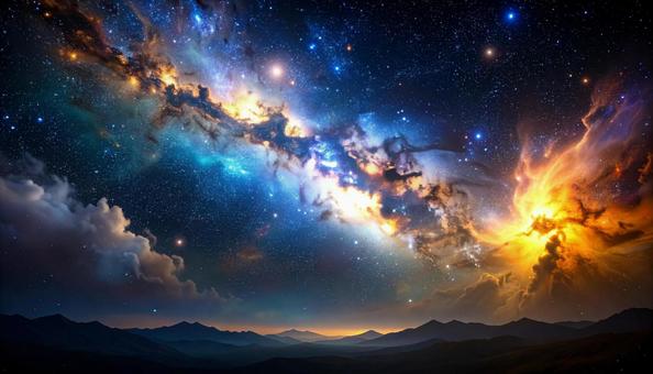 銀河と光り輝く星雲の壮大な風景 銀河と光り輝く星雲の壮大な風景の写真