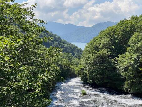 九頭竜の滝（上流から2） 日光,宇都宮,滝の写真素材