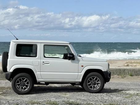 クロカン軽自動車と海岸 クロカン軽自動車と海岸 クロスカントリー,軽自動車,オフロードの写真素材