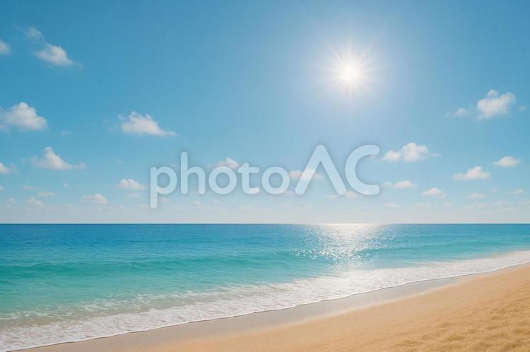 晴天の砂浜と海 夏,晴天,海の写真素材