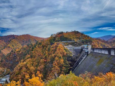 秋の奥只見ダム 奥只見,ダム,秋の写真素材