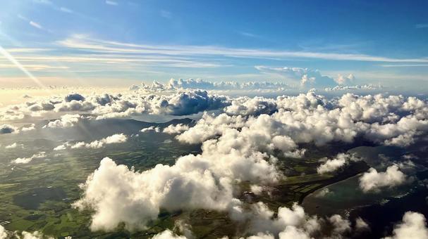 Ishigaki Island in the Yaeyama Islands photographed from an airplane, JPG