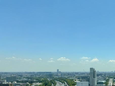 夏空と都市の遠景 夏空と都市の遠景 青空,晴天,夏空の写真素材