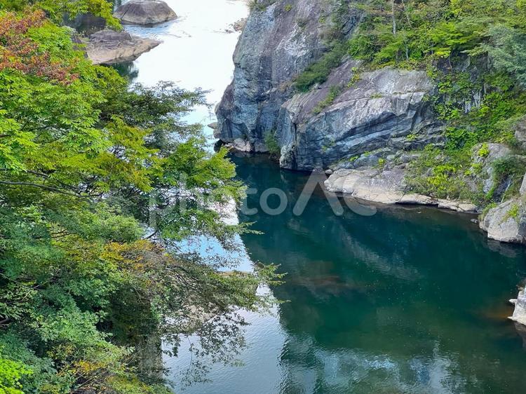 鮮やかな鬼怒川の清流 鬼怒川,清流,秋の写真素材