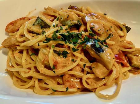 トマトクリームスパゲッティ トマトクリームスパゲッティ パスタ,スパゲッティ,イタリアンの写真素材