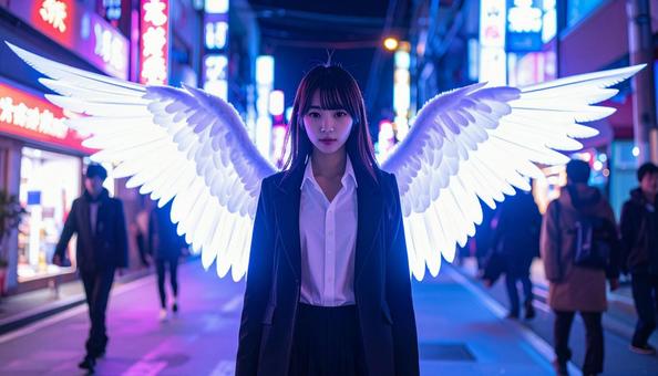 羽を伸ばしている女性02 羽を伸ばしている女性02の写真