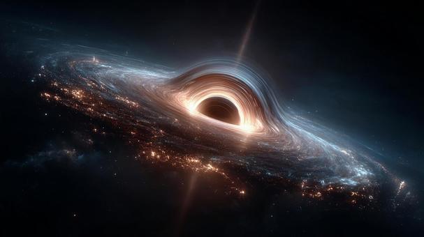 銀河の中心:巨大なブラックホールの想像図 銀河の中心:巨大なブラックホールの想像図の写真