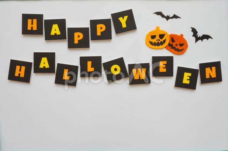 黒色背景文字のハロウィンデザイン ハロウィン,ジャックオランタン,文字の写真素材