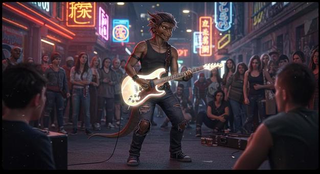 ドラゴンボーンのストリートミュージシャンの写真