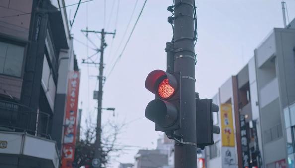 赤信号と空 赤信号と空の写真