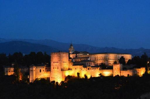 Photo, vista nocturna, paisaje urbano, iluminar, 