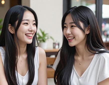 カフェでおしゃべりの写真