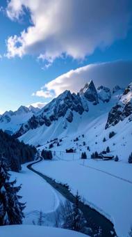 冬の雪山 自然 冬の雪山 自然の写真