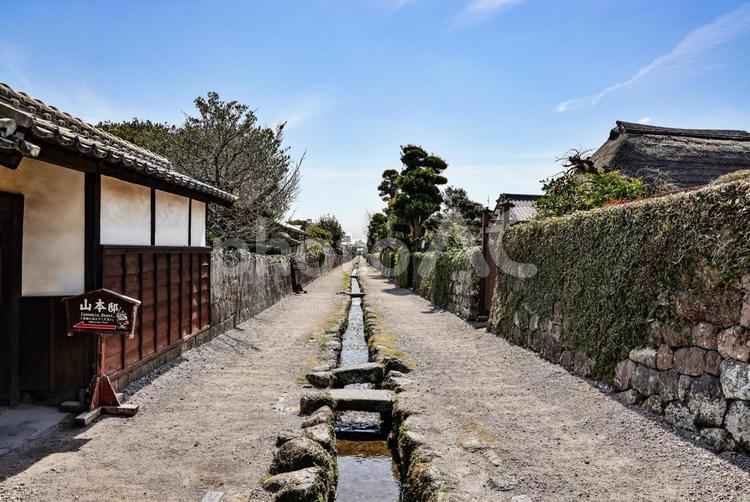 島原武家屋敷通りの水路 武家屋敷,武家屋敷通り,流れの写真素材