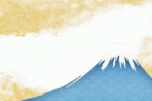 富士山と和柄の背景・年賀状の素材 和紙,年賀状,富士山の写真素材
