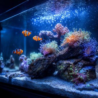 カラフルな熱帯サンゴとクマノミの水中風景 カラフルな熱帯サンゴとクマノミの水中風景の写真