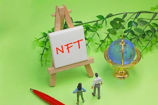 NFTの文字素材 nft,非代替性トークン,ブロックチェーンの写真素材