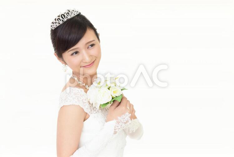 ブーケを持つ美しい花嫁 女性,女,花嫁の写真素材