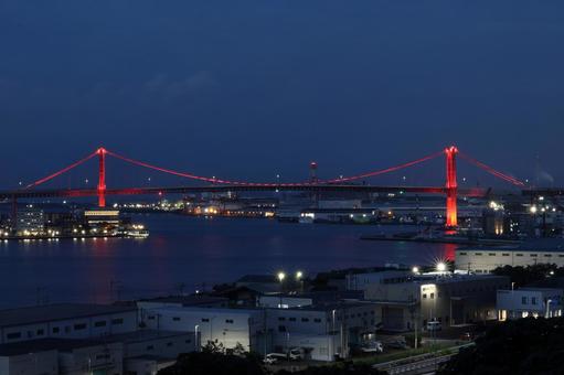 若戸大橋の夜景(ライトアップ)14 若戸大橋の夜景(ライトアップ)14 若戸大橋,橋,橋の下の写真素材