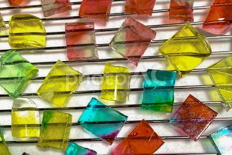 手作り和菓子の琥珀糖 琥珀糖,菓子,寒天の写真素材