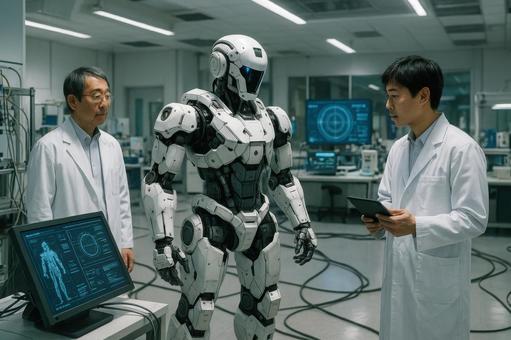 宇宙開発施設の実験ロボット 宇宙開発施設の実験ロボットの写真