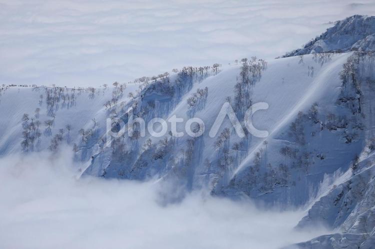 冠雪の北アルプスの稜線 北アルプス,稜線,雪山の写真素材