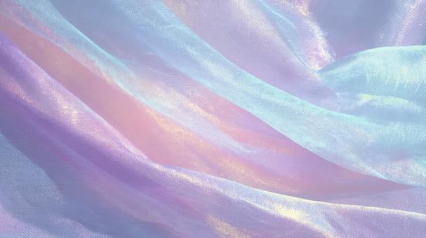 オーロラカラーの光沢サテン布地_2の写真