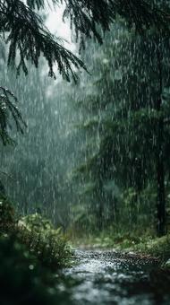 雨音響く森の小道 雨音響く森の小道の写真
