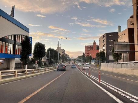 早朝の環状線 道,朝,街の写真素材