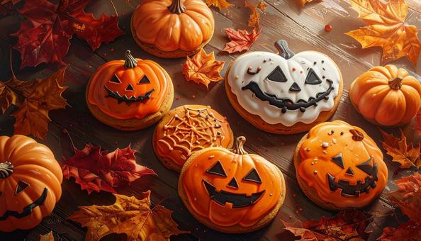 ハロウィンのアイシングクッキー ハロウィンのアイシングクッキーの写真